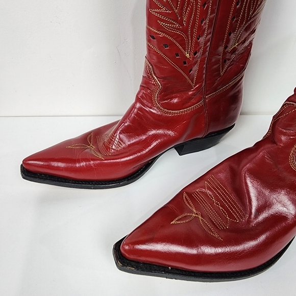 Don Quijote Red Western Cowboy Boots, Womens 10 Wide - Picture 2 of 6